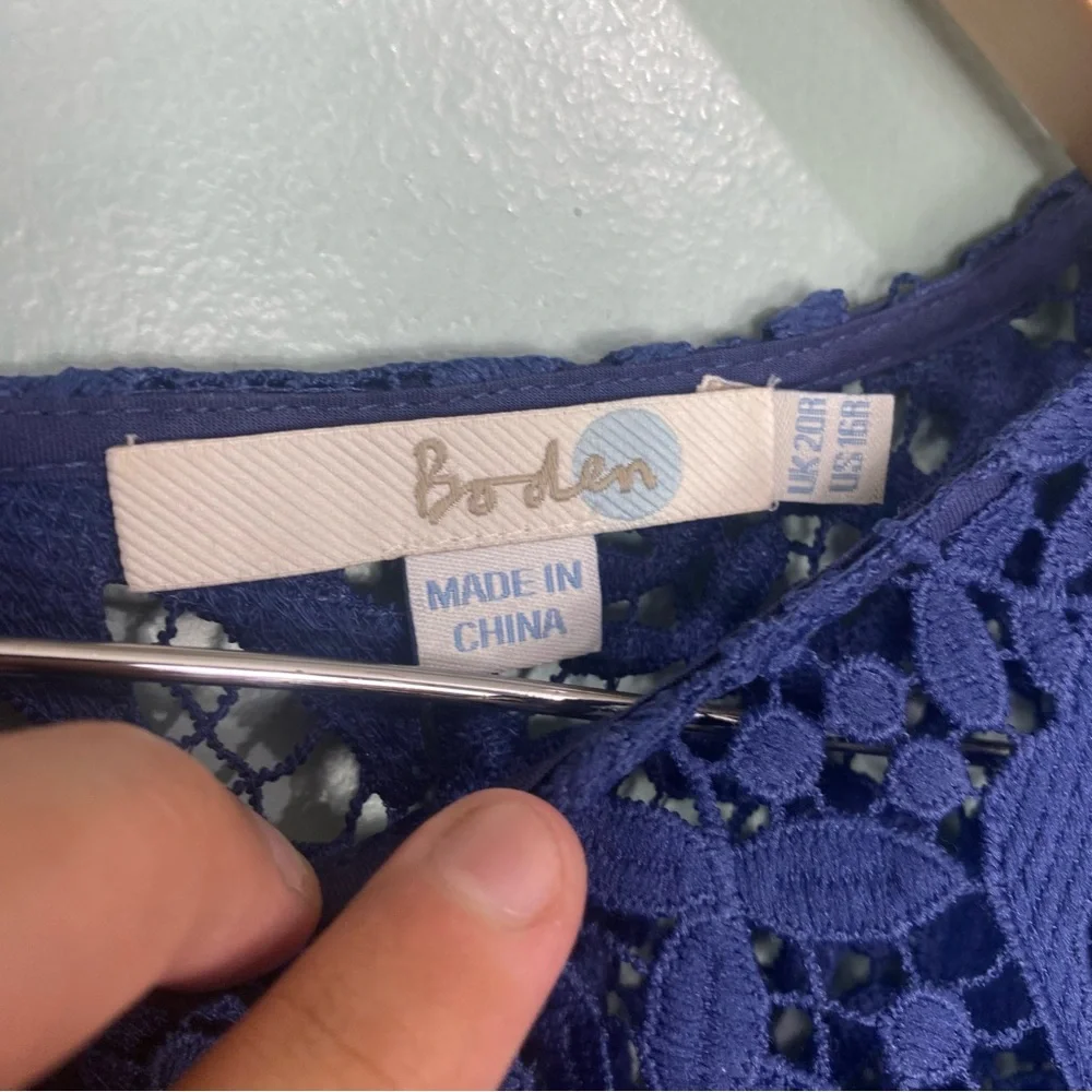 Boden Brittany Lace Blue‎ Dress Sz 16 W0027